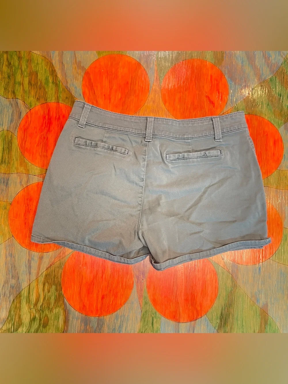 So Good For Life Size 7 Women Green Blue Chino Shorts Cotton Lyocell Spandex - Picture 6 of 6